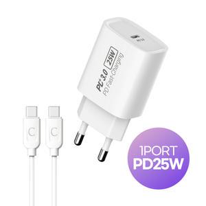 프리미엄 25W 1포트 1.5M CtoC 케이블 포함 고속 초고속 C타입 고속충전기 PD PPS 스마트폰 휴대폰 충전기