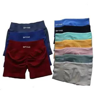 로고가있는 Dfyne 임팩트 반바지 로우 허리  요가 Scrunch Bum  운동 바이커 짧은 스트레치 피트니스 의류