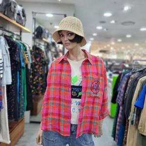 베네통/애플아울렛/마100% 포켓 자수 셔츠형 블라우스/BABLA5531