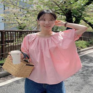 블라썸 심플 핀턱 하프 블라우스 (2color)