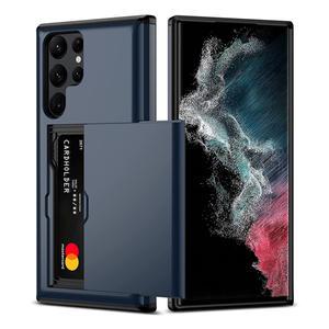 갤럭시 S24 S23 울트라 S22 S21 S20 FE S10 플러스용 슬라이더 카드 케이스 하드 쉘 휴대폰 케이스 갤럭시