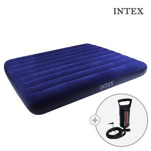 INTEX 인텍스 듀라빔 다우니 블루 에어매트(퀸)+핸드펌프M(68612) 세트