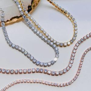 영롱! [써지컬스틸!] 테니스 베이직 큐빅 팔찌 (3color) 3mm