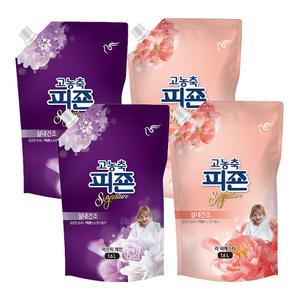 피죤 고농축 시그니처 섬유유연제 리필, 1.6L, 라피에스타, 2개 + 미스틱레인, 2개