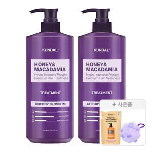 쿤달 네이처 트리트먼트, 체리블라썸, 1058ml, 2개 + 증정(바디워시 리필팩, 베이비파우더, 400ml + 샤워볼, 1개)