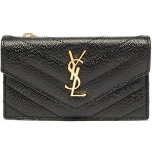 생로랑 YSL 모노그램 지퍼 폴드 퀼트 레더 카드홀더 612808 BOW01 1000