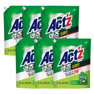 액츠 액체세제 퍼펙트 딥클린 일반 드럼 겸용 2.2L x6개