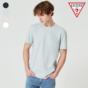 [GUESS] 게스진 남성 폴리고축사 실리콘라벨 반팔티(MO2K9491)
