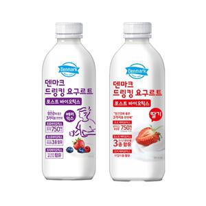 덴마크 드링킹요구르트 750mL 베리믹스4+딸기4/총8개/대용량/냉장무배