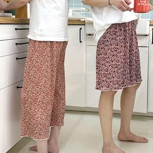 몸빼바지 와이드팬츠 냉장고바지 잠옷바지 파자마바지 여름 플라워 플리츠 냉감 팬츠 5부 8부 6색상 홈웨어