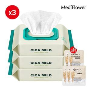 [메디플라워]시카 마일드 클렌징 티슈 100매x3+파우치5매