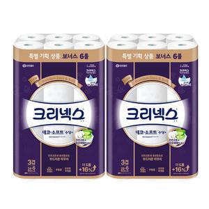 크리넥스 데코 소프트 수딩+ 25m 3겹 24+6롤 x 2팩 /화장지/휴지