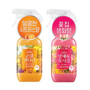 아우라 퍼퓸 섬유탈취제, 상큼한 시트러스향 스윗만다린 490ML, 1개+꽃집 생화향 양재동꽃시장, 490ML, 1개