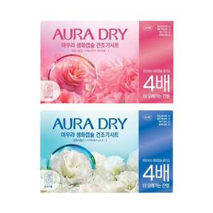 아우라 생화캡슐 드라이시트 프레시릴리, 80매, 1개 + 피오니로즈, 80매, 1개