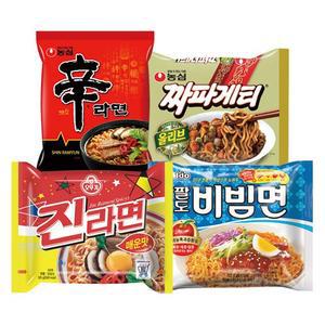 신라면5봉+진라면5봉+짜파게티5봉+팔도비빔면5봉