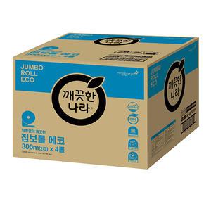 깨끗한나라 2겹 점보롤 에코 300m, 4롤, 1개