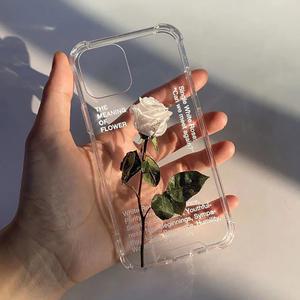 투명 소프트 TPU 샤넬 화이트 로즈 휴대폰 케이스 갤럭시 S24 S21 FE S20 플러스 S22 울트라 S23 S10 S9 노트 20
