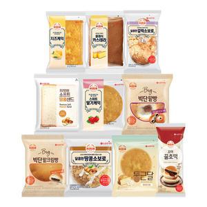 기린빵 10종 30봉 혼합구성(빅단팥 꿀호떡 땅콩샌드 카스테라 케익2종 크림빵2종 소보로2종)