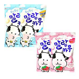 말랑카우세트 밀크맛2개+딸기우유맛2개(4개) 말랑카우 밀크 맛 우유맛 캔디 딸기 사탕