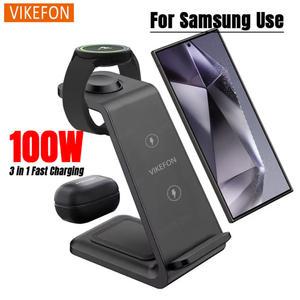 Galaxy S24/S23/S22 Watch 7 6 5 4 6 Classic Ultra Buds3/2 Pro 3 in 1 고속 충전 스테이션 용 무선 전화 충전기 패드