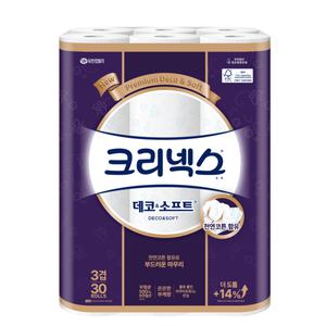 크리넥스 3겹 데코&소프트 화장지 30m*30롤
