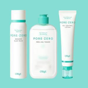 오브제 포어 제로 세트 무스 클레이 팩+로션+필링토너 뽀송보송 피지 모공 케어 480ml