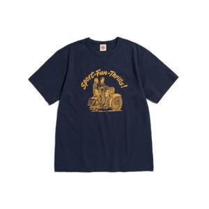 브론슨 6월 2일 배송 Knight Motorcycle 반소매 반팔 Tee 티셔츠 Navy 매장정품 205112