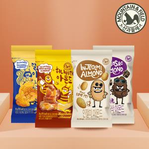 [산과들에] 시즈닝 아몬드 견과류 18g x 30봉 (달고나 허니버터 인절미 바사삭 현미)/안주 간식