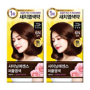 미쟝센 샤이닝에센스 염색약 6N 갈색x2개/새치염색 크림 셀프 흰머리 뿌리염색 염모제