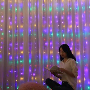 OMT 크리스마스 커튼식 300개 레인보우 LED전구 줄조명 OL-RAINBOW USB전원 리모콘내장 8가지조명모드 인테리어 무드등