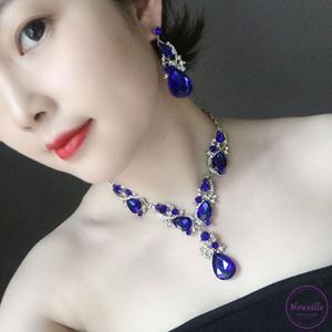 사파이어 목걸이 탄생석 블루 보석 큐빅 세팅 루지 에메랄드 컬러 스톤 귀걸이 세트