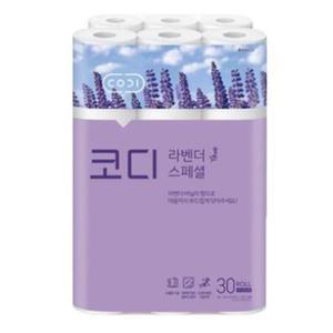 쌍용C&B 코디 라벤더 스페셜 30M 30롤 3팩 3겹 두루마리 휴지