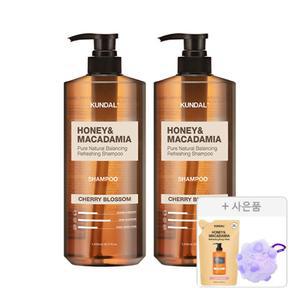 쿤달 네이처 샴푸, 체리블라썸, 1058ml, 2개 + 증정(바디워시 리필팩, 베이비파우더, 400ml + 샤워볼, 1개)