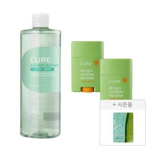 김정문알로에 큐어 에어라이트 UV 쉴드 선스틱, 20g, 2개 + 워터 젤리 토너, 500ml, 1개 + 증정(큐어 알로에 슬라이스 젤리 마스크, 1매