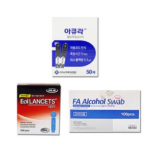 아큐라 혈당시험지 50매 + FA 이올란셋30G 100매 + FA알콜스왑 100매