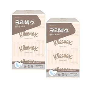 크리넥스 클래식 소프트 미용티슈 무향 180매 8개입 2개