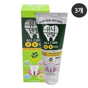 [기타]유니덴탈 올케어치약 100g 3P 시린이 잇몸 쑥 유황 생약성분