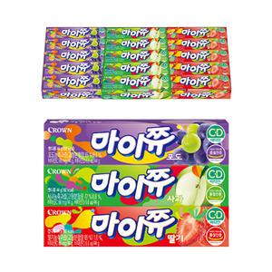 크라운 마이쮸 스틱 44g 3종 세트 (총 45개 / 딸기 15개+포도 15개+사과 15개)