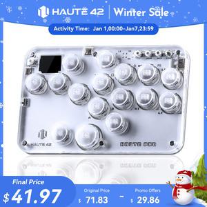 Haute42 아케이드 조이스틱 히트박스 레버리스 컨트롤러 파이트 스틱 PC 스위치용 미니 히트박스 파이팅 게임 아케이드 스틱