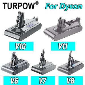 다이슨 호환 V6/DC58 V7 V8 V10 V11 진공 청소기 교체 배터리 충전식 21.6V 25.2V 용 Turpow