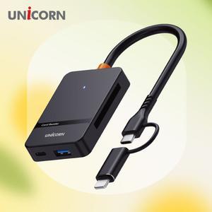 6in1 통합멀티리더기 USB3.2 Gen1 C앤8핀 XC-7000M SD 카드 카메라전송 모바일 휴대용 데이터 블박 이북 US