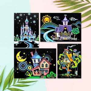 컬러 스크래치 카드 컬러링북 DIY(A5)-동화의 집(4종)/페이퍼/북/스크래치카드/그림카드/종이/스크레치