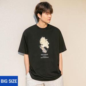 [앨빈클로]XL4XL 빅사이즈 스케이트 곰돌이 오버핏 반팔티 BE53772 (3 COLOR)