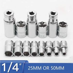 드라이브 육각 소켓 헤드 너트 렌치 어댑터 래칫 수리 수공구 14 인치 25mm 50mm 길이
