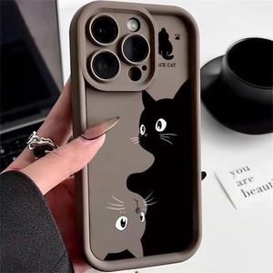 귀여운 고양이 소프트 폰 케이스 iPhone 15 16 Pro Max 케이스 iPhone 14 13 12 11 Pro Max XS Max XR X 7 8 Plus 충격 방지 커버