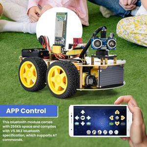 Arduino 키트 로봇 용 Keyestudio 4WD 멀티 BT 스마트 카 업그레이드 V2.0 WLED 디스플레이 스템 EDU프로그