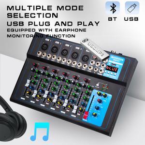 디지털 오디오 음향 믹서기 DJ 믹서 미니 4 방향 7 소형 가정용 KTV USB 라이브 노래방 성능 블루투스