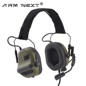Airsoft 전술 헤드셋 접이식 귀마개 마이크 군용 헤드폰 슈팅 사냥 귀 보호 이어폰