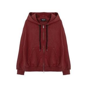 [우알롱]Signature slim hood zip-up - BRICK RED