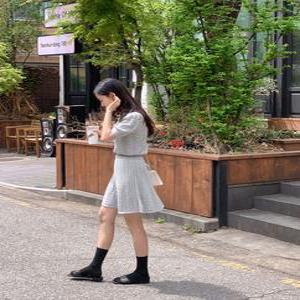 펀칭 니트스커트 세트